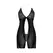 Magic Silk Babydoll 2X Black - Lace Mesh Set with Open Back