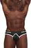 Male Power Helmet Thong S/M Black - Padded Pouch & Satin Waistband