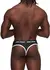 Male Power Helmet Thong S/M Black - Padded Pouch & Satin Waistband