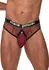 Male Power Cock Pit Net Thong L/XL Burgundy with Detachable Pouch