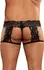 Male Power Scandal-Lace Garter Shorts L/XL Crna - Mreža i čipka dizajn