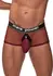 Male Power Mini Intimate Ring Shorts L Burgundy Satin Waistband