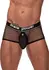 Male Power Cock Pit Mini Ring Shorts L Black - Snap-Off Pouch Design