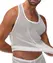 Male Power Stretch Net Tank Top L/XL White - Racerback Mesh Design