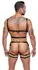 ZADO Kožni Harness Set M/L - Podesive Crne Trake i Srebrni Detalji