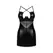 Obsessive Norides Chemise & Thong Crni XL/2XL – Kožni izgled, podesivo prijanjanje