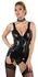 Cottelli Collection Latex korzet crni XS sa prednjim patent zatvaračem i podvezicama
