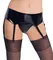 Black Level Vinyl Suspender Belt S - Glossy Adjustable Straps, Black