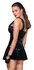 Noir Vinyl Dress XL Shiny Black with Ruffle Straps & Flared Skirt