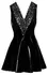 Black Level Vinyl Dress L with V-Shaped Lace Insert, Shiny Black