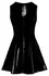 Black Level Vinyl Dress L with V-Shaped Lace Insert, Shiny Black