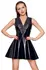 Black Level Vinyl Mini Dress S with Lace Accent, Shiny Black Finish
