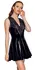 Black Level Vinyl Mini Dress S with Lace Accent, Shiny Black Finish