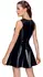 Black Level Vinyl Mini Dress S with Lace Accent, Shiny Black Finish