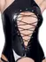 Black Level Vinyl Basque XL Adjustable Shiny Corset Set, Black