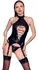 Black Level Vinyl Corset Set M - Shiny Adjustable Basque & String