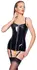 Black Level Long Vinyl Corsage L Adjustable Full Cups Shiny Black