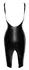 Noir Handmade Powerwetlook Midi Dress M - Sleek Black, Ruffled Neckline