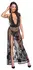 Noir Handmade Long Halterneck Mesh Dress with Velvet Floral Print L