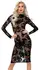 Noir Handmade Floral Velvet Midi Dress L - Sheer Tulle, Long Sleeve