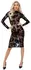 Noir Handmade Midi Dress S - Floral Velvet Flock Tulle, Black