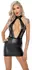 Noir Handmade Mini Dress Lace XL - Wet Look & Lace, Deep Plunge, Black