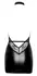 Noir Handmade Mini Dress Lace XL - Wet Look & Lace, Deep Plunge, Black