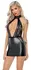Noir Handmade Mini Dress Lace L - Shiny Wet Look & Lace Panels