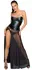 Noir Handmade Long Powerwetlook & Mesh Dress XL with Gemstone Detail