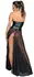 Noir Handmade Long Powerwetlook & Mesh Dress XL with Gemstone Detail