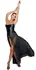 Noir Handmade Long Power Wetlook & Mesh Dress with Gemstone Detail M