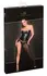 Noir Handmade Long Power Wet Look & Mesh Dress Gemstone S Black