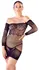 Cottelli Collection Net Mini Dress S-L with Integrated Gauntlets Black