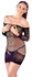 Cottelli Collection Net Mini Dress S-L with Integrated Gauntlets Black