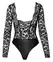 Noir Handmade S Lace & Powerwetlook Long Sleeve Bodysuit, Black