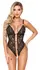 Abierta Fina Body Gold XL - Black Lace Bodysuit with Metallic Details