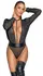 Cottelli Collection Sheer Chiffon Bodysuit with Long Sleeves L
