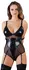 Cottelli Collection Bondage Body Ring L - Crni wet look & mreža, podesive trake