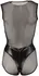 Cottelli Collection Crni Bodi Bez Rukava XL, Wet Look & Mesh, sa Patent Zatvaračem
