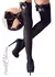 Cottelli Collection Hold-Up Stockings L Black with Bow & Rhinestone