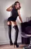 Cottelli Collection Hold-up Stockings M Black with Bow & Rhinestones