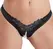 Cottelli Collection G-String Pearls Crna S Satin Gaćice sa Biserima