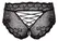Cottelli CURVES Lace Pearl Chain Panties Black L - Floral, Crotchless
