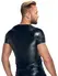 Noir Powerwetlook Men’s Shirt L - Matte Black, Snakeskin Effect, Short Sleeve