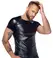 Noir Powerwetlook Shirt M - Black, Snakeskin Shoulder, Short Sleeve