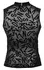 Svenjoyment Top XL Transparent Black with Letter Print and Stand-up Collar