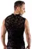 Svenjoyment Men's Transparent Black Top with Letter Print, Size L