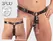 ZADO Muški kožni harness string S/M podesiv sa lateks umetkom