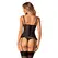 Obsessive Serena Love Elegant Corset & Thong Set XL/2XL Black Lace