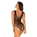 Obsessive B134 Black Teddy S/M/L - Deep Back & Bee Motif, Stretch Mesh